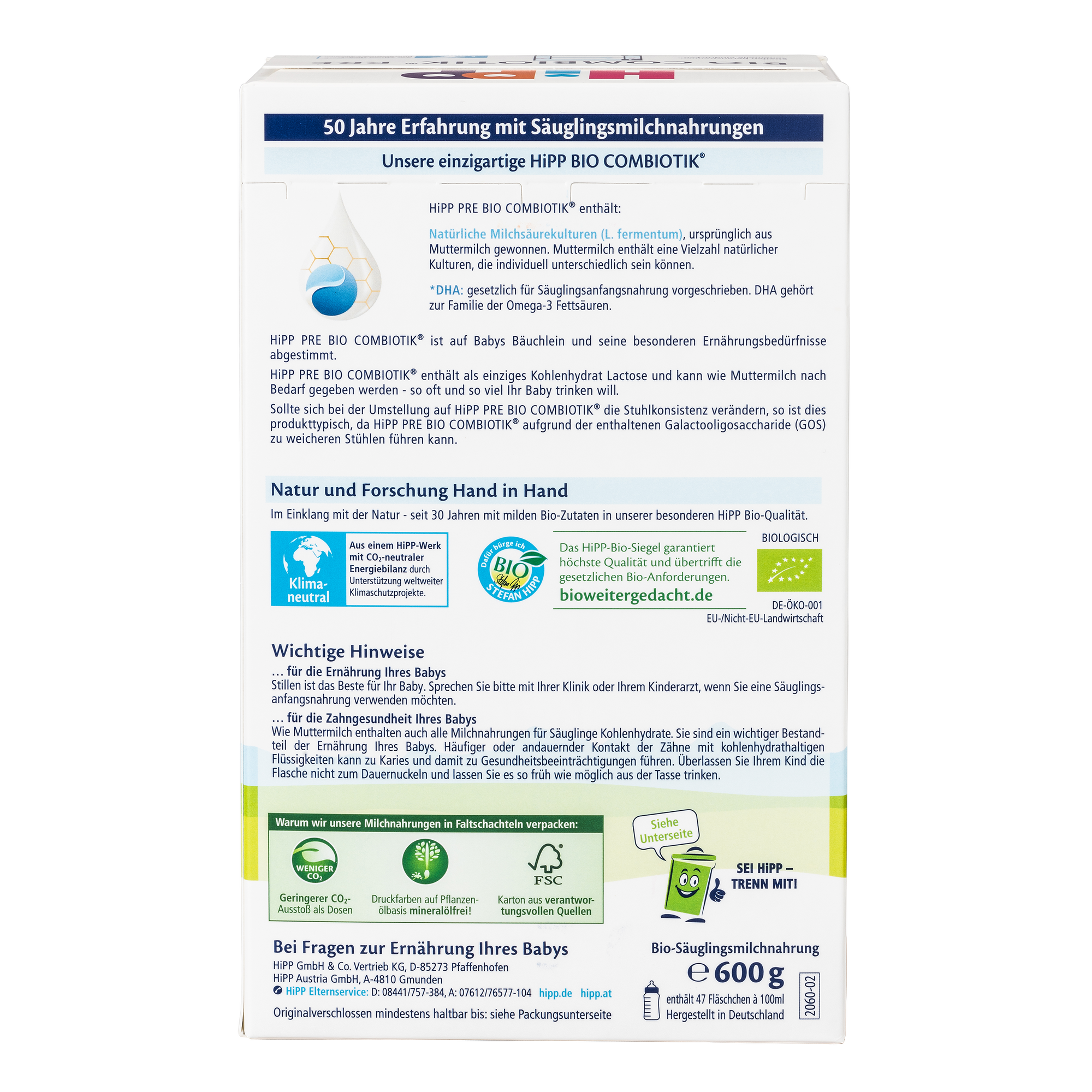 HiPP German Bio Combiotic Cow Milk Baby Formula • Stage Pre
