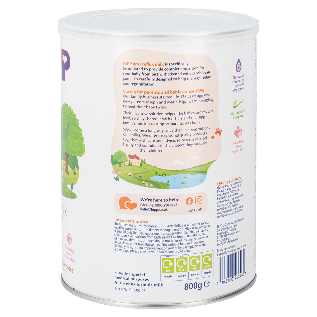 HiPP UK Anti-Reflux (AR) Cow Milk Baby Formula • All stages