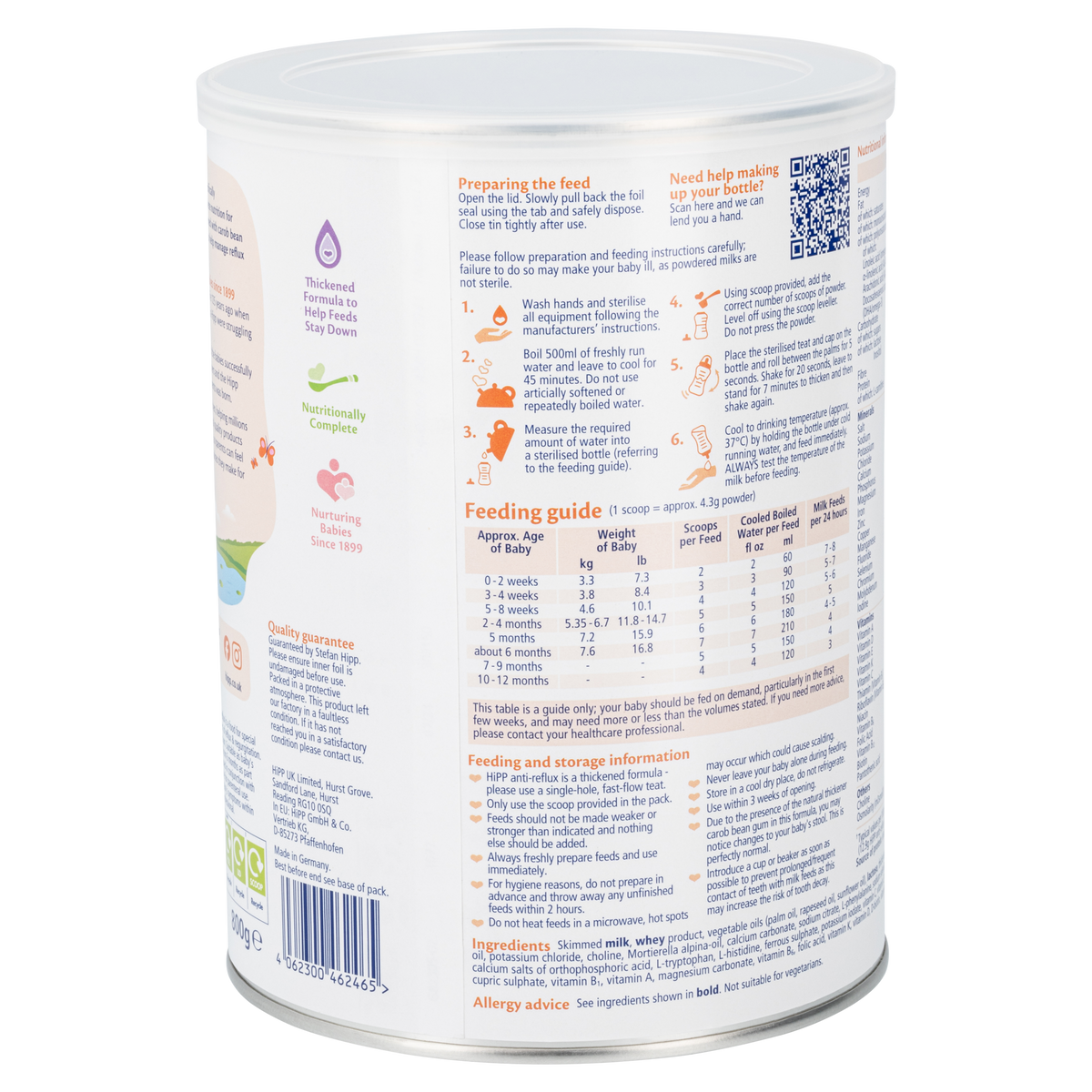 HiPP UK Anti-Reflux (AR) Cow Milk Baby Formula • All stages