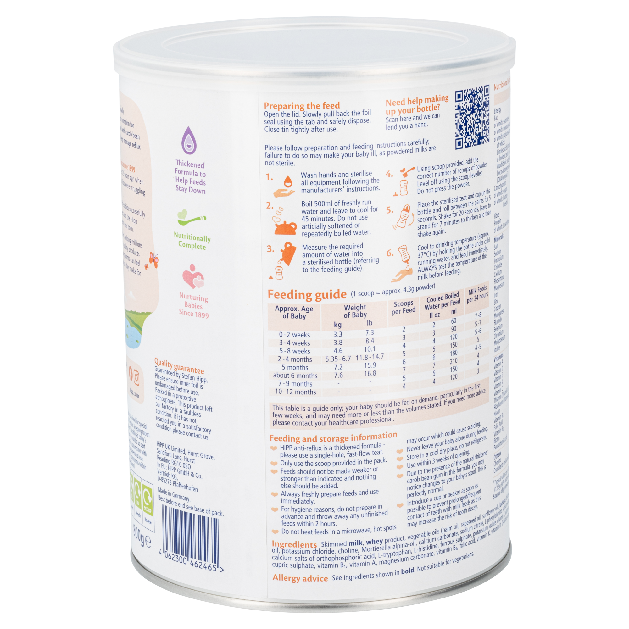HiPP UK Anti-Reflux (AR) Cow Milk Baby Formula • All stages